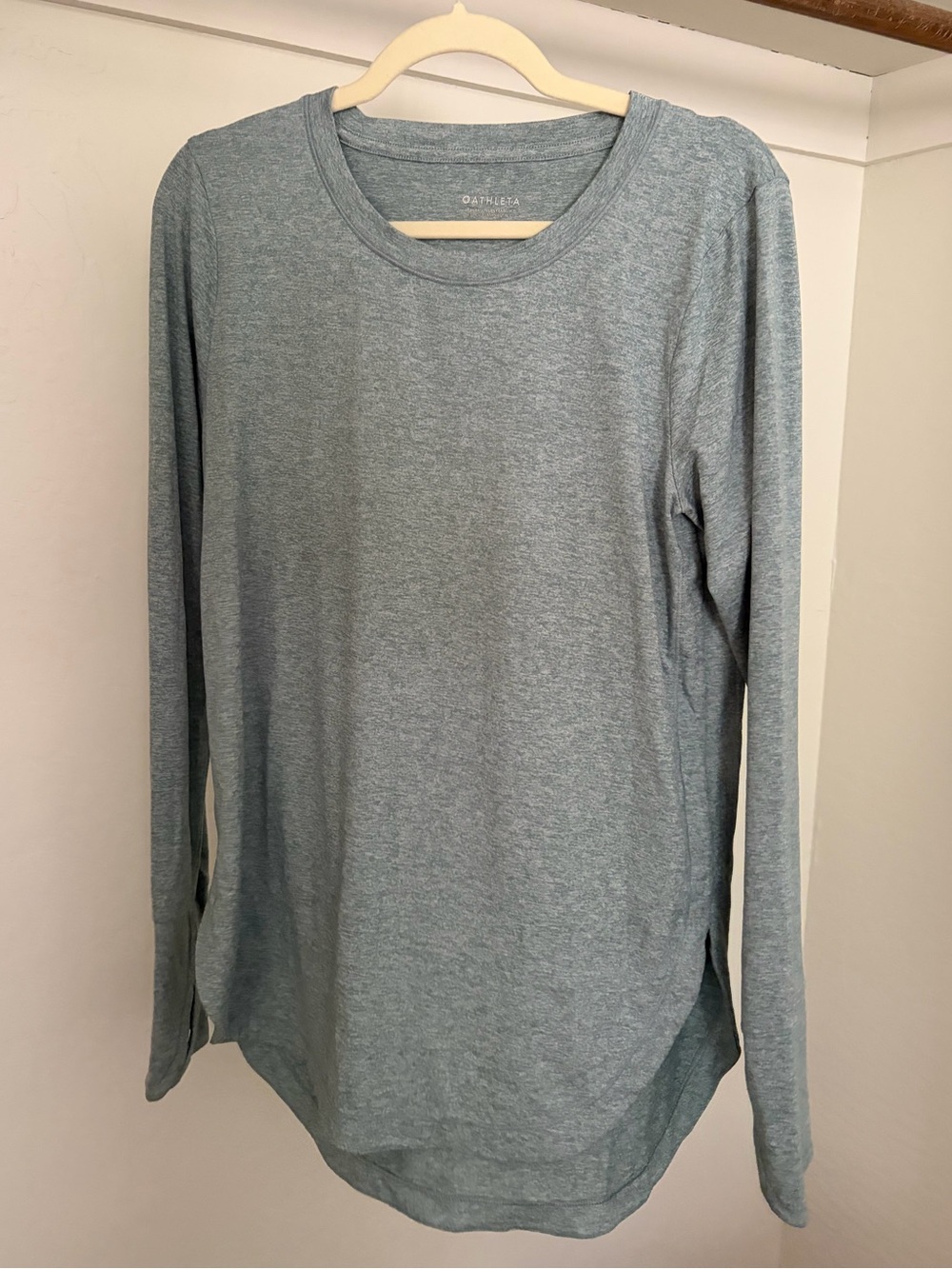 Athleta Heathered Sage Long Sleeve Crew Tee